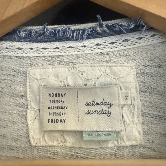 Saturday Sunday (Anthropologie) XS mint EUC cond Elegant Heathered Top w denim - Picture 5 of 14